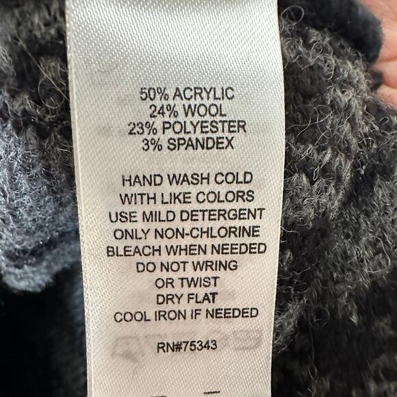 Susan Bristol Houndstooth One Button Wrap Black Gray Cardigan Sweater Womens S - Picture 8 of 9